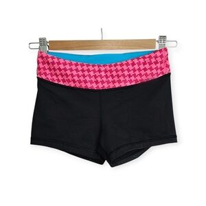 Ivivva Lululemon Girls Rhythmic Atheltic Active Shorts, Black/Pink/Blue, 10